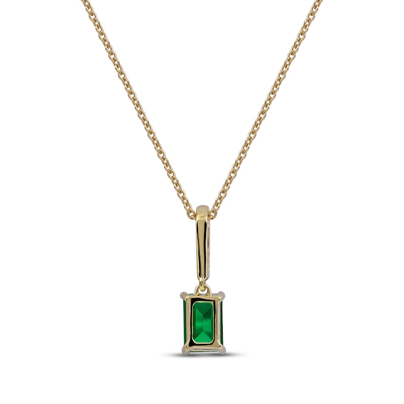 Main Image 3 of Emerald & Diamond Accent Necklace 10K Yellow Gold 18&quot;