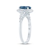 Thumbnail Image 2 of Oval-Cut London Blue Topaz & Diamond Halo Engagement Ring 3/8 ct tw 14K White Gold