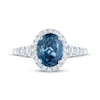 Thumbnail Image 3 of Oval-Cut London Blue Topaz & Diamond Halo Engagement Ring 3/8 ct tw 14K White Gold