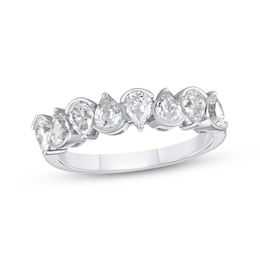 Now + Forever Lab-Grown Diamonds Pear-Shaped Alternating Anniversary Ring 1-5/8 ct tw 14K White Gold