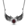 Thumbnail Image 1 of Ink & Ice Heart-Shaped Garnet, Black & White Diamond Wings Necklace 1/5 ct tw Black Rhodium-Plated Sterling Silver 18&quot;