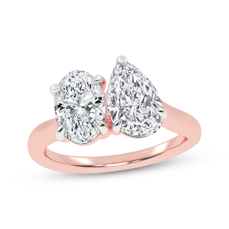 Main Image 1 of Toi et Moi Pear-Shaped & Oval-Cut Lab-Grown Diamond Engagement Ring 2 ct tw 14K Rose Gold