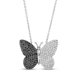 Le Vian Vault Black & White Diamond Butterfly Necklace 1-3/8 ct tw Platinum 18&quot;