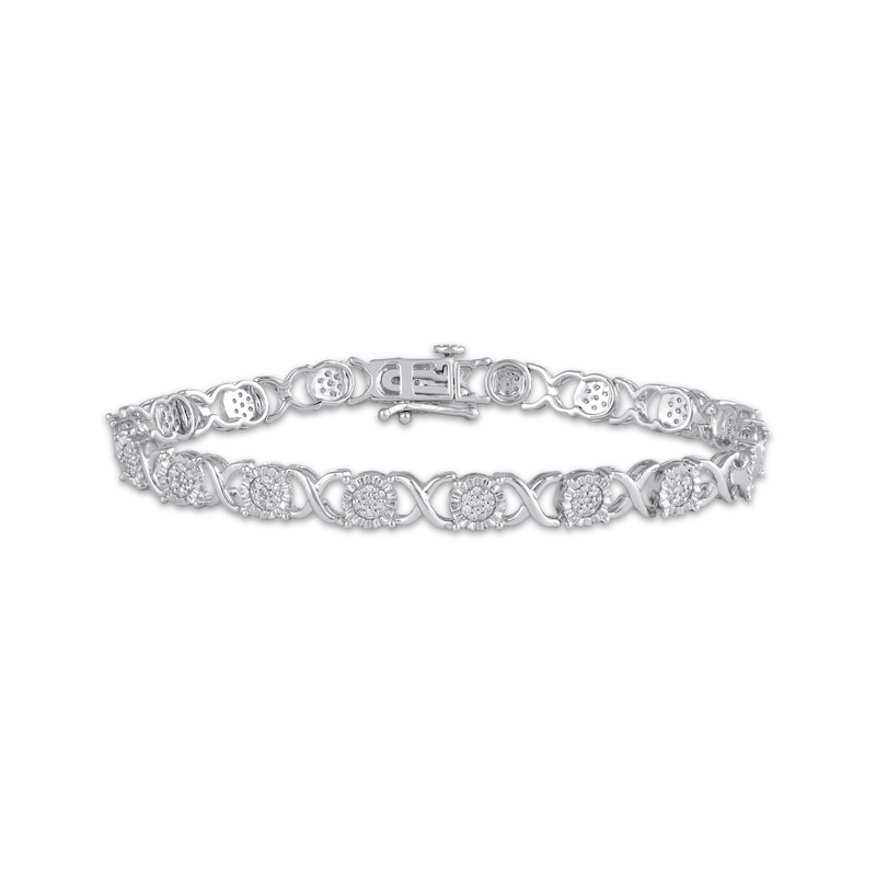 Main Image 1 of Multi-Diamond &quot;XO&quot; Bracelet 1/2 ct tw Sterling Silver 7&quot;