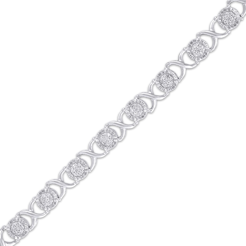 Main Image 2 of Multi-Diamond &quot;XO&quot; Bracelet 1/2 ct tw Sterling Silver 7&quot;