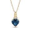 Thumbnail Image 1 of Heart-Shaped London Blue Topaz & Diamond Accent Necklace 10K Yellow Gold 18&quot;