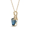 Thumbnail Image 2 of Heart-Shaped London Blue Topaz & Diamond Accent Necklace 10K Yellow Gold 18&quot;