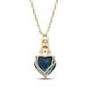 Thumbnail Image 3 of Heart-Shaped London Blue Topaz & Diamond Accent Necklace 10K Yellow Gold 18&quot;