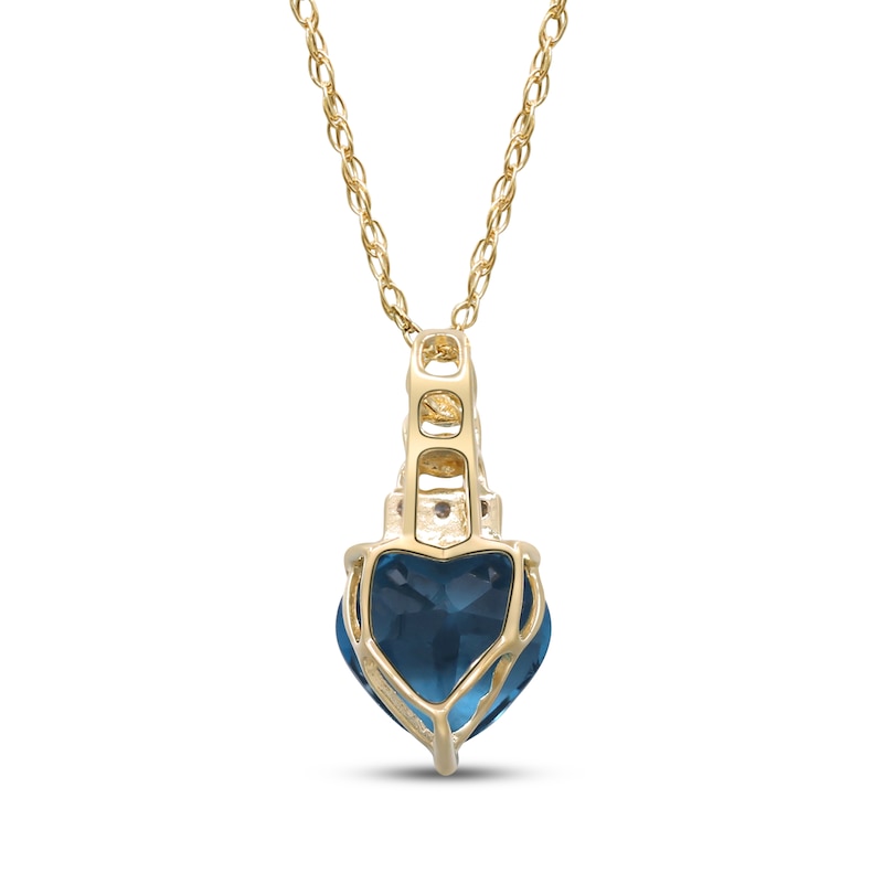 Main Image 3 of Heart-Shaped London Blue Topaz & Diamond Accent Necklace 10K Yellow Gold 18&quot;