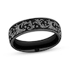 Thumbnail Image 1 of Now + Forever Men's Scrollwork Pattern Wedding Band Black Matte Titanium 6.5mm