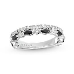 Neil Lane Black & White Diamond Wedding Band 3/4 ct tw Marquise & Round-cut 14K White Gold