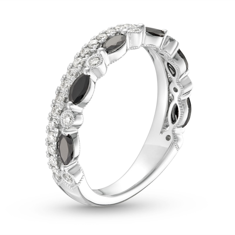 Main Image 2 of Neil Lane Black & White Diamond Wedding Band 3/4 ct tw Marquise & Round-cut 14K White Gold