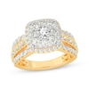 Thumbnail Image 1 of Multi-Diamond Center Cushion Frame Engagement Ring 2 ct tw 10K Yellow Gold