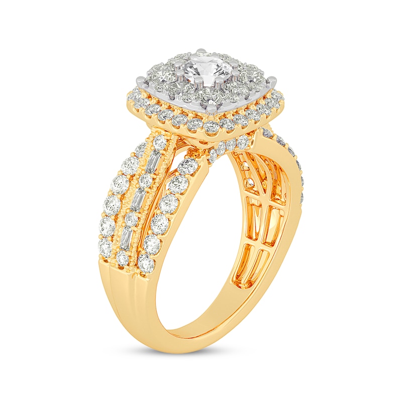 Main Image 2 of Multi-Diamond Center Cushion Frame Engagement Ring 2 ct tw 10K Yellow Gold