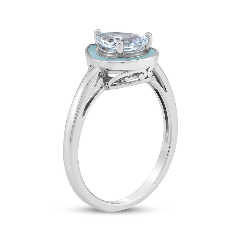 Pear-Shaped Aquamarine & Enamel Ring Sterling Silver | Kay