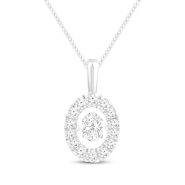 Unstoppable Love Lab-Created Diamond Oval Frame Necklace 1 ct tw 10K White Gold 19&quot;