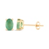 Thumbnail Image 1 of Oval-Cut Emerald Solitaire Stud Earrings 14K Yellow Gold