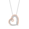 Thumbnail Image 1 of Hallmark Diamonds Tilted Heart Necklace 1/8 ct tw Sterling Silver & 10K Rose Gold 18&quot;