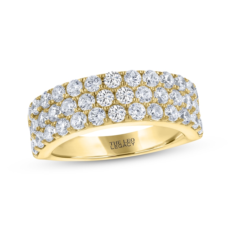 THE LEO Legacy  Lab-Grown diamond Three-Row Anniversary Ring 2 ct tw 14K Yellow Gold