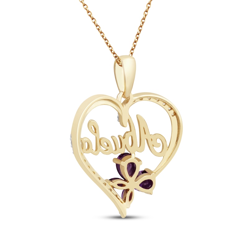 Main Image 3 of Amethyst & Diamond &quot;Abuela&quot; Heart Necklace 1/10 ct tw 14K Yellow Gold 18&quot;