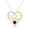 Thumbnail Image 1 of Garnet & Diamond &quot;Te Amo&quot; Heart Necklace 1/10 ct tw 14K Yellow Gold 18&quot;