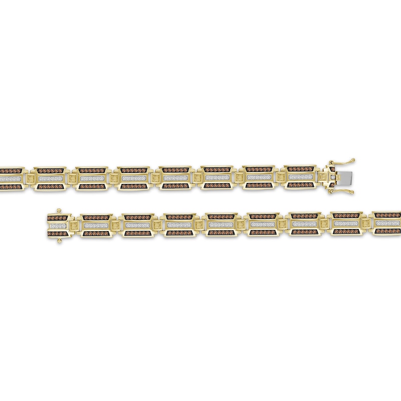 Main Image 3 of Men's Brown & White Diamond Link Bracelet 2-1/2 ct tw 10K Yellow Gold 8.5&quot;