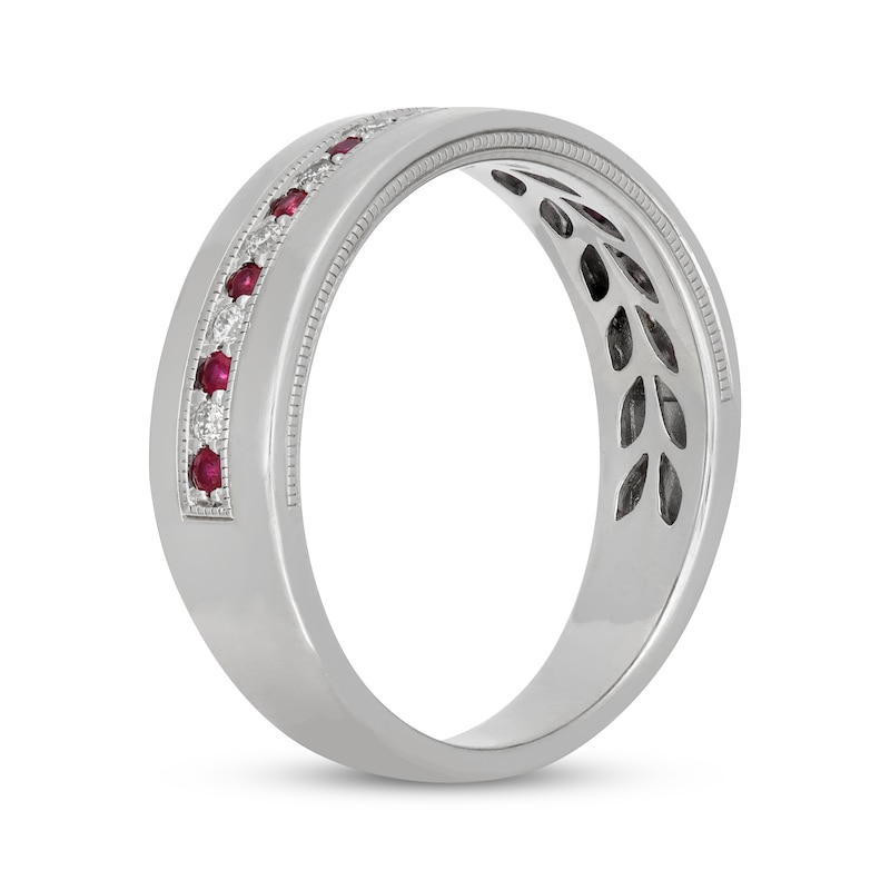 Main Image 2 of Neil Lane Men's Natural Ruby & Diamond Wedding Band 1/6 ct tw 14K White Gold