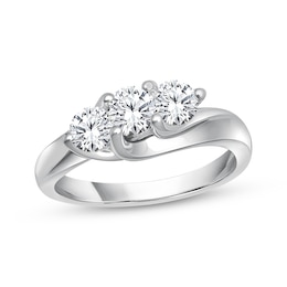 Memories Moments Magic Round-Cut Diamond Three-Stone Engagement Ring 1 ct tw 14K White Gold