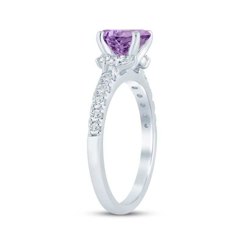 Main Image 2 of Oval-Cut Amethyst & Diamond Engagement Ring 1/2 ct tw 14K White Gold