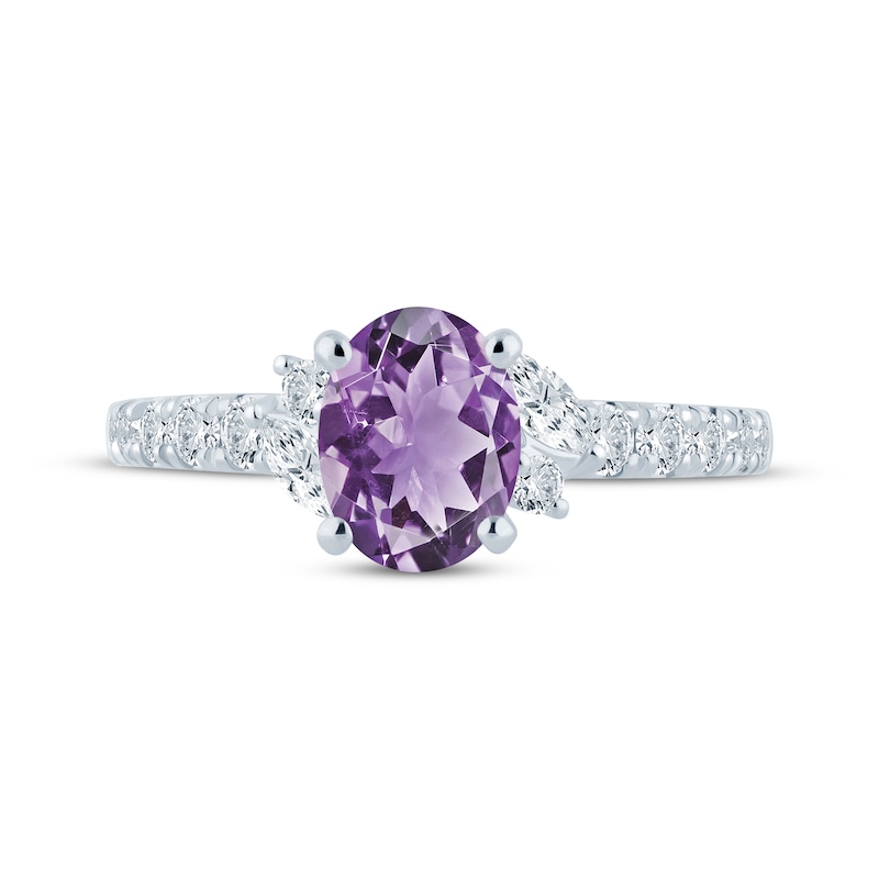 Main Image 3 of Oval-Cut Amethyst & Diamond Engagement Ring 1/2 ct tw 14K White Gold