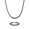 Thumbnail Image 1 of Foxtail Chain Necklace & Bracelet Set 6mm Black Ion-Plated Stainless Steel