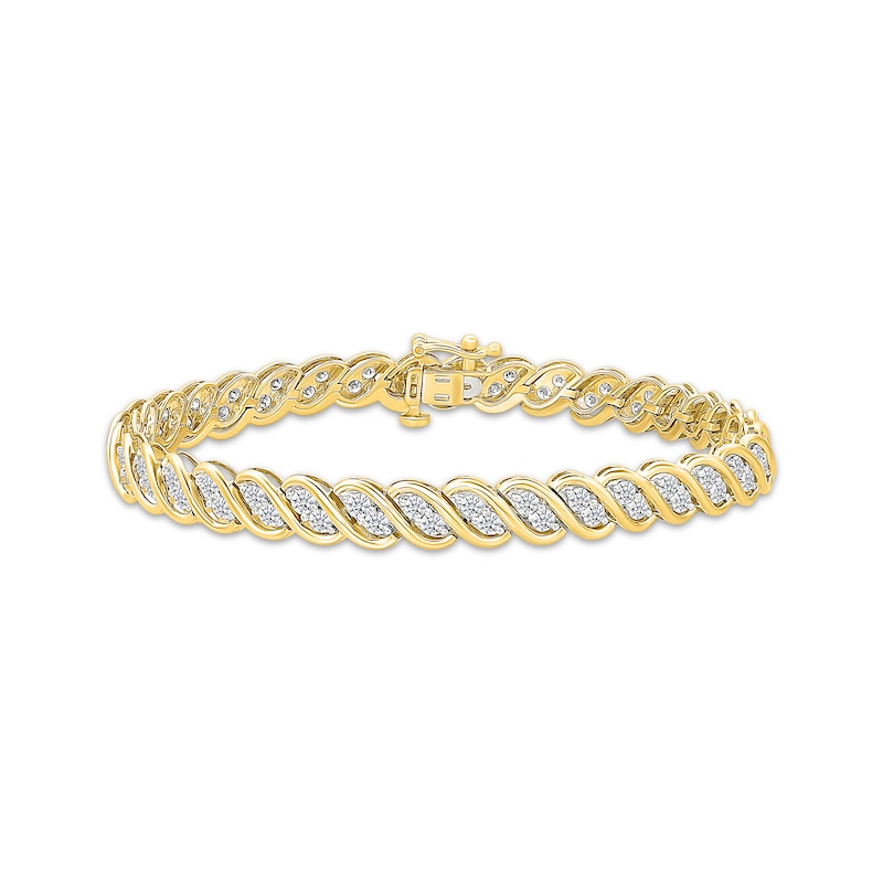 Lab-Grown Diamonds by KAY S-Link Bracelet 3 ct tw 10K Yellow Gold 7"