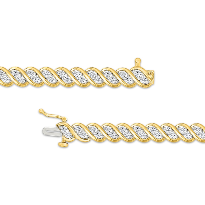 Lab-Grown Diamonds by KAY S-Link Bracelet 3 ct tw 10K Yellow Gold 7"