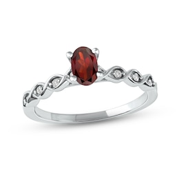 Garnet & Diamond Ring 1/15 ct tw 10K White Gold