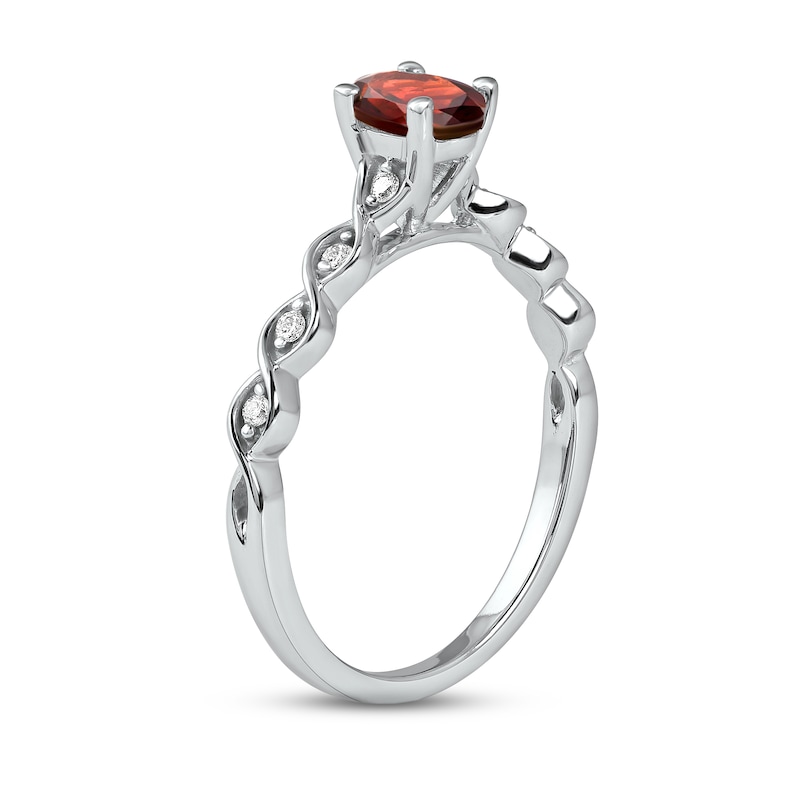 Main Image 2 of Garnet & Diamond Ring 1/15 ct tw 10K White Gold