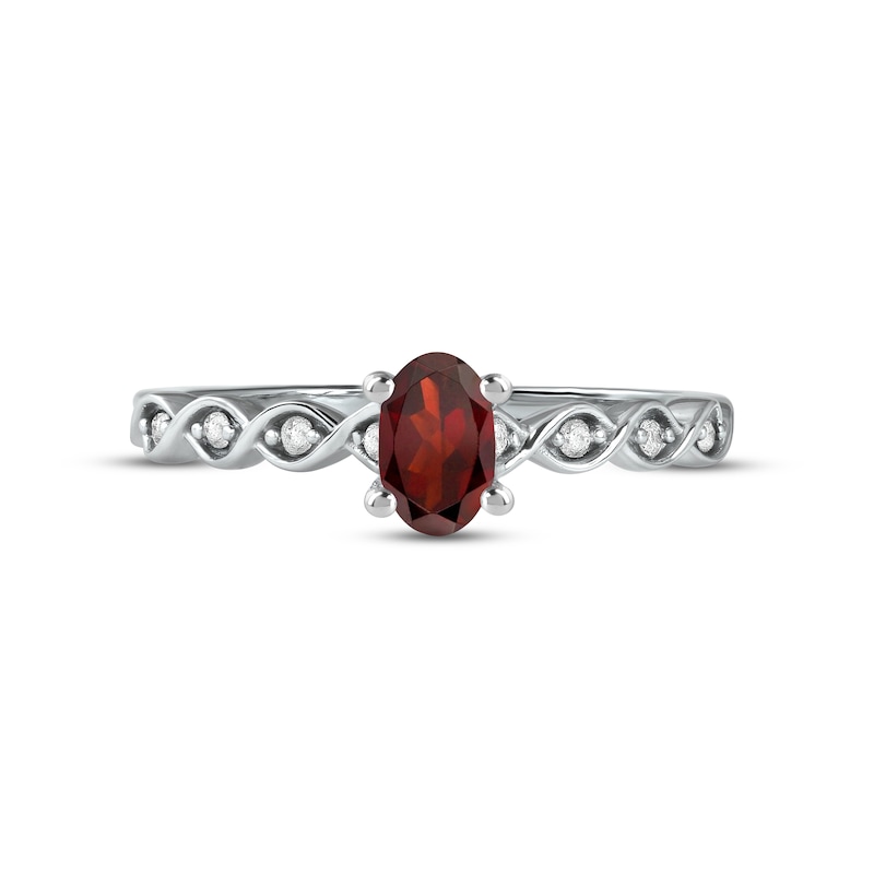 Main Image 3 of Garnet & Diamond Ring 1/15 ct tw 10K White Gold