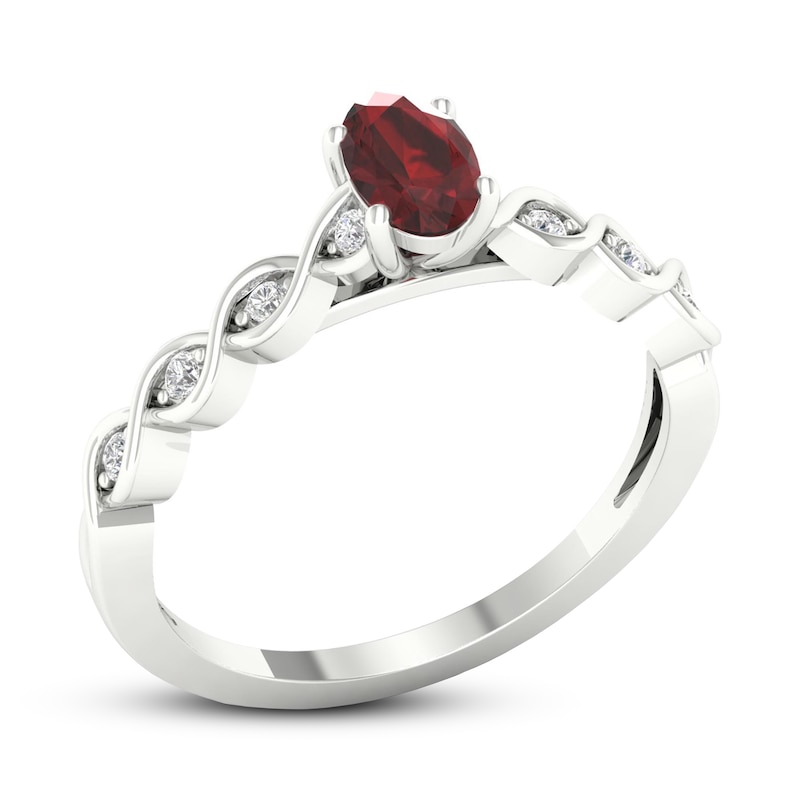 Main Image 4 of Garnet & Diamond Ring 1/15 ct tw 10K White Gold