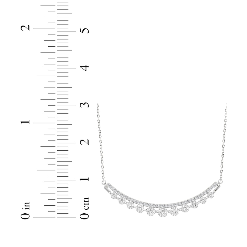 Main Image 3 of Diamond Two-Row Smile Necklace 1 ct tw 14K White Gold 18&quot;