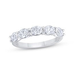 Now + Forever Lab-Grown Diamonds Oval-Cut Five-Stone Anniversary Ring 1-1/4 ct tw 14K White Gold