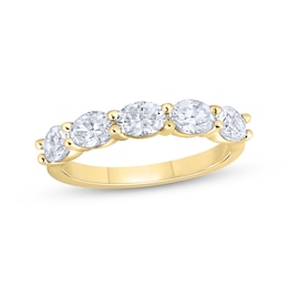 Now + Forever Lab-Grown Diamonds Oval-Cut Five-Stone Anniversary Ring 1-1/4 ct tw 14K Yellow Gold