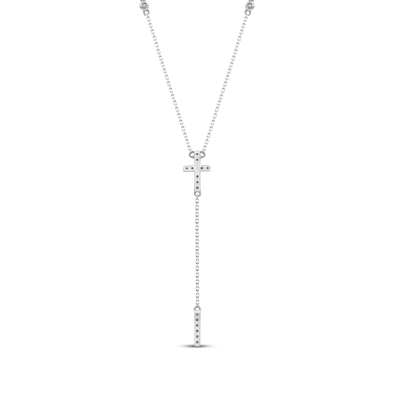 Main Image 2 of Diamond Cross Y-Drop Necklace 1/5 ct tw 10K White Gold 18&quot;