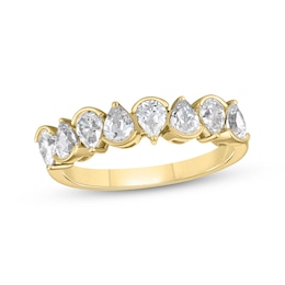 Now + Forever Lab-Grown Diamonds Pear-Shaped Alternating Anniversary Ring 1-5/8 ct tw 14K Yellow Gold