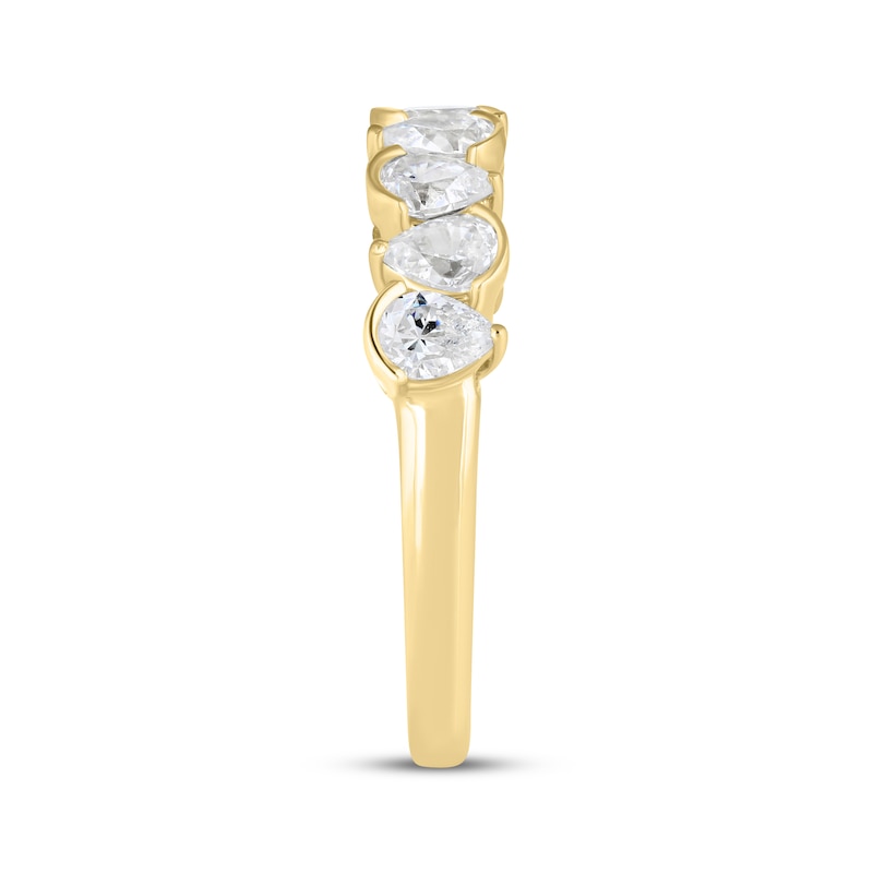 Main Image 2 of Now + Forever Lab-Grown Diamonds Pear-Shaped Alternating Anniversary Ring 1-5/8 ct tw 14K Yellow Gold