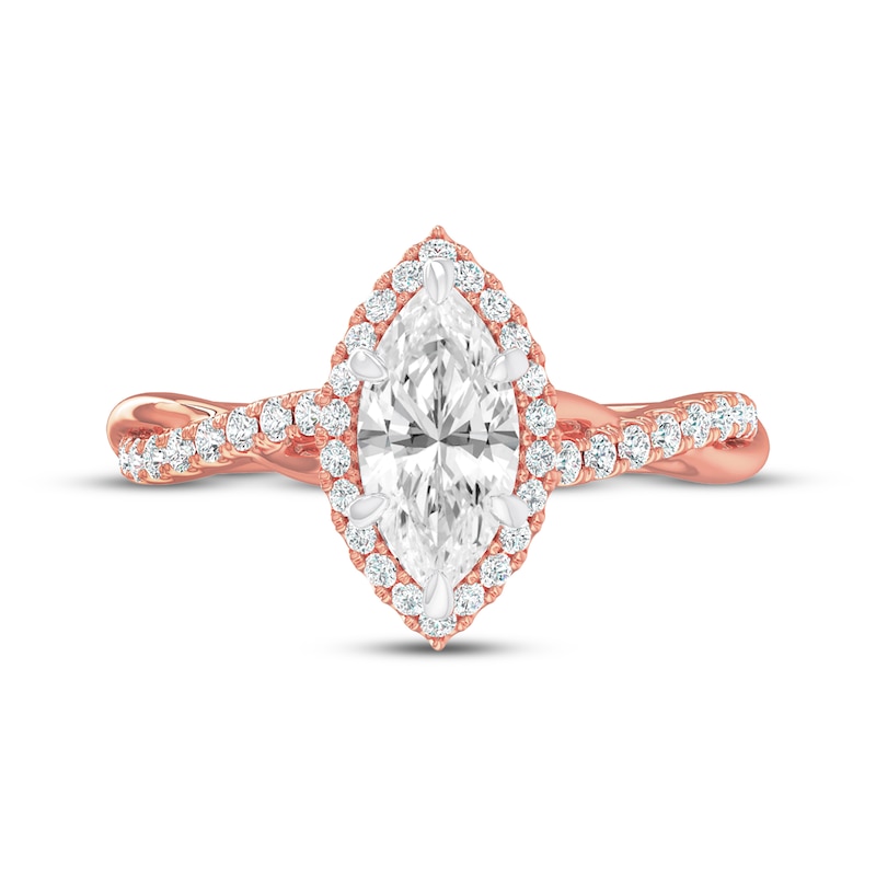 Main Image 3 of Lab-Grown Diamonds by KAY Marquise-Cut Halo Engagement Ring 1-1/4 ct tw 14K Rose Gold