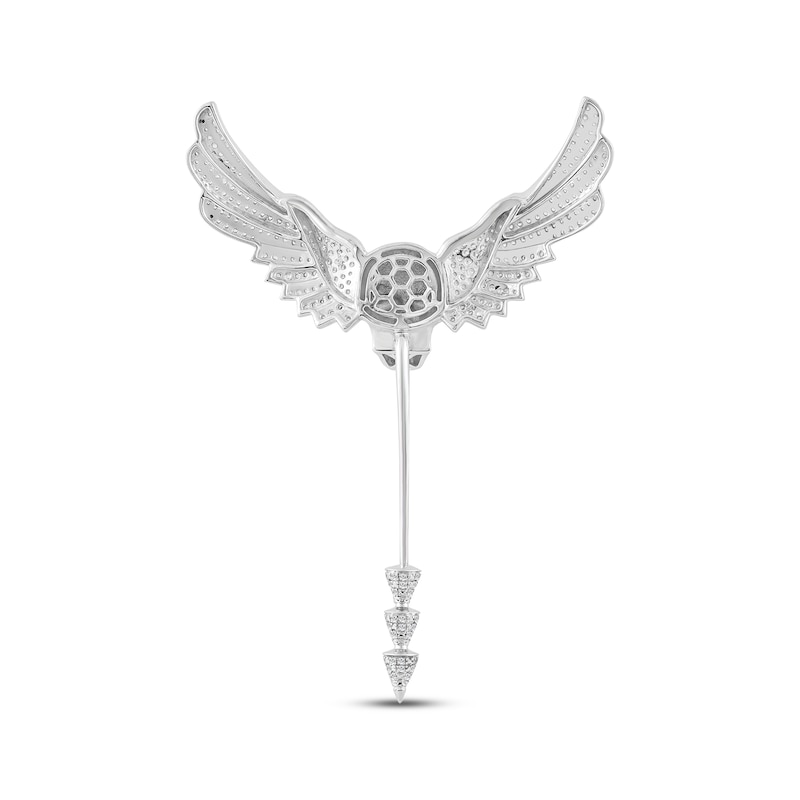 Main Image 2 of Men's Diamond Skull with Wings Brooch 1 ct tw Sterling Silver