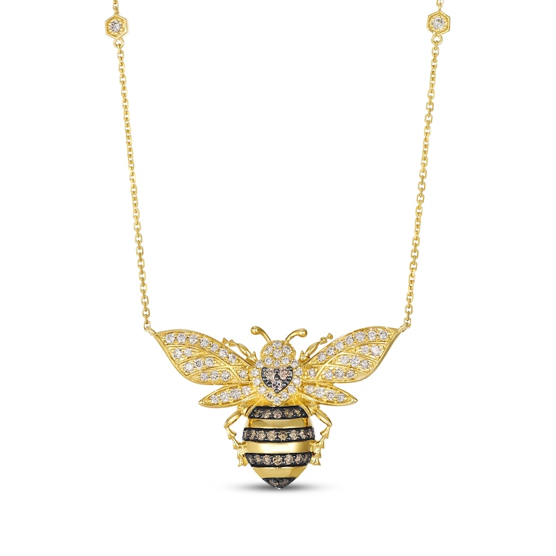 Main Image 1 of Le Vian Vault Diamond Bee Necklace 1 ct tw 14K Honey Gold 18&quot;