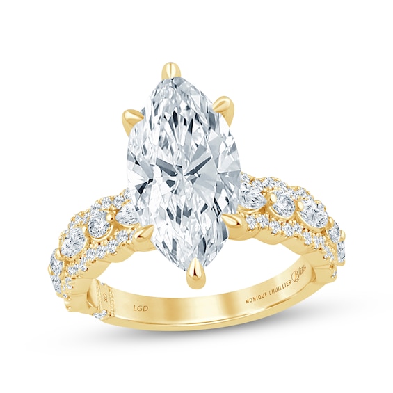 Monique Lhuillier Bliss Marquise-Cut Lab-Grown Diamond Engagement Ring 4-5/8 ct tw 18K Yellow Gold