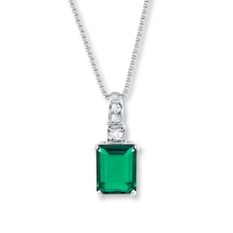 Lab-Created Emerald Sterling Silver Necklace