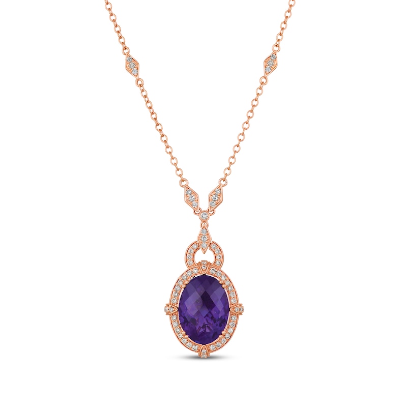 Main Image 1 of Le Vian Creme Brulee Amethyst Necklace 1 ct tw Diamonds 18K Strawberry Gold 17&quot;