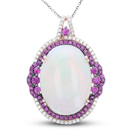Le Vian Couture Opal/Ruby Necklace 3/8 ct tw Diamonds 18K Strawberry Gold 18&quot;